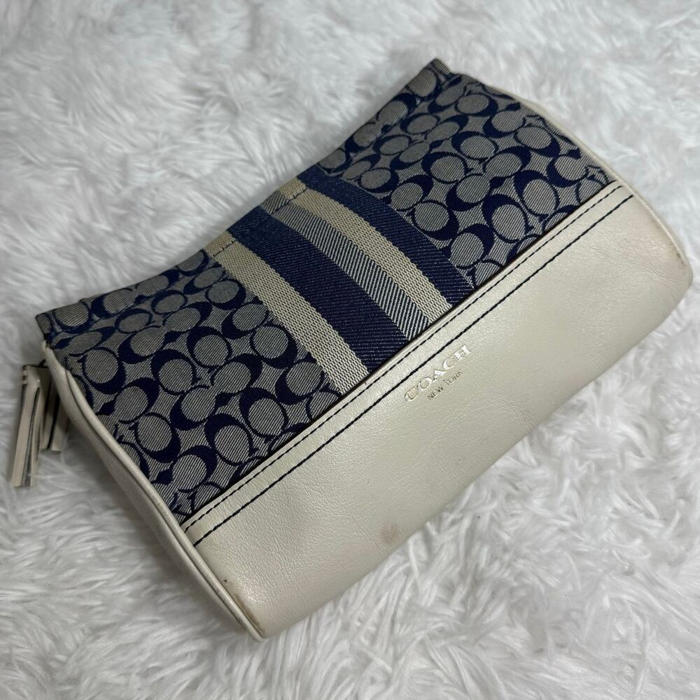 Coach Signature Stripe Cosmetic Case Pouch